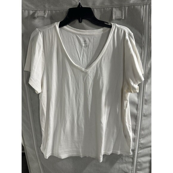 J Jill Women White Luxe Pima Relaxed Tee Medium Cotton Dolman Cap Sleeve - Picture 2 of 7